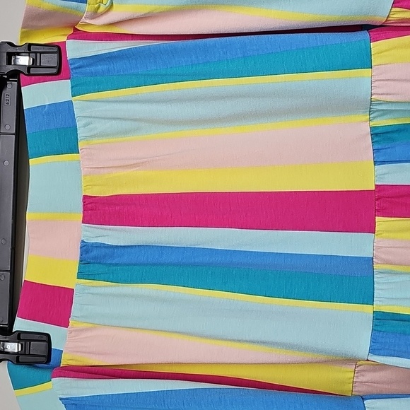 Color Block Lands End Knit Skirt, Stretch, Midi, NWOT, 2X, Yellow Blue Pink - Picture 2 of 7